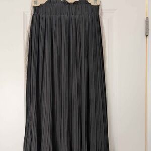 Black Pleated Mendocino Skirt Midi Length